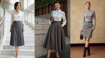1 chân váy xám, 7 cách phối đồ giúp phụ nữ 30+ mặc đẹp cả tuần, thanh lịch đúng chất “old money”