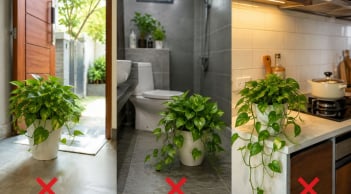 3 vị trí này đừng đặt cây trầu bà, càng để lâu cây càng dễ vàng lá, cháy lá