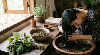 Cách dùng lá tía tô gội đầu chống rụng tóc, kích thích mọc tóc con