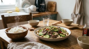Thịt bò xào mãi với hành tây cũng chán, thử kết hợp dưa chuột và nấm: Món nhanh gọn, cả nhà ăn hết veo