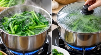 Luộc rau nên mở vung hay đậy vung? Làm sai rau dễ vàng, mất độ giòn, đây mới là cách đúng