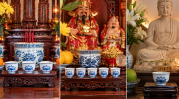 Vì sao ban thờ gia tiên hoặc Thần Tài thường có 3, 5 chén nước, còn ban thờ Phật thường chỉ 1 chén?