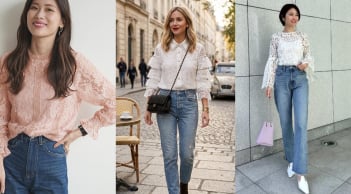 Áo ren + quần jeans: Cách phối đồ mùa thu giúp phụ nữ vừa nữ tính vừa trẻ trung