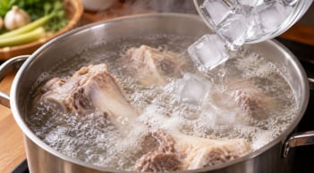 Tại sao nhiều người cho đá lạnh vào nồi canh xương đang sôi?