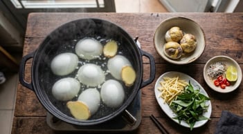 Vì sao luộc trứng vịt lộn nên thêm vài lát gừng?