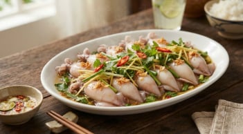 Thả thứ này vào hấp mực: Mực chắc thịt giòn sần sật, hết sạch mùi tanh