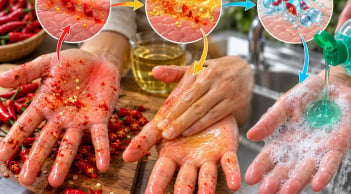 Tay dính ớt cay bỏng xoa thứ là hết ngay