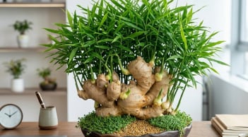 Cách trồng gừng bonsai phong thủy xanh mướt, mầm đâm tua tủa
