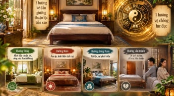 3 hướng kê đầu giường Thuận lộc tiền vào, 1 hướng vợ chồng lục đục
