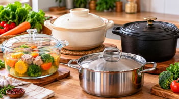 Bạn đang dùng loại nồi chất liệu gì: Gang, thủy tinh, inox hay gốm sứ?