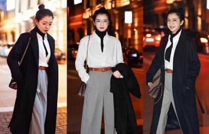 Áo khoác + quần ống rộng: công thức mặc đẹp mùa đông cho phụ nữ trên 40 tuổi