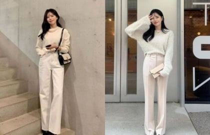 Cách phối quần ống rộng màu trắng giúp vóc dáng thon gọn và phong cách thanh lịch hơn