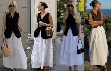 Chỉ với áo gile đen và váy trắng: công thức mặc tối giản mang đậm khí chất “old money”