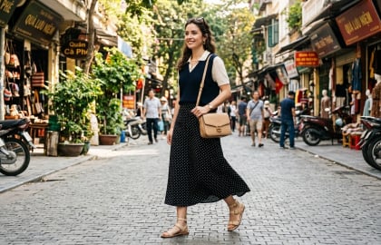 Váy chấm bi hè 2026 trở lại: Công thức mặc đơn giản nhưng tôn dáng bất ngờ