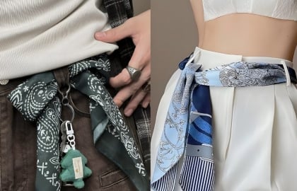 Khăn lụa buộc ngang hông trở thành “vũ khí” nâng tầm outfit mùa hè