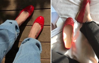 Giày búp bê đỏ trở thành xu hướng nổi bật của mùa hè