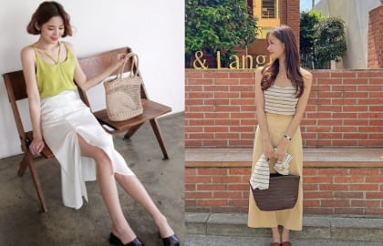 Mùa hè mặc gì vừa nữ tính vừa tôn dáng? Thử ngay công thức áo hai dây và chân váy dài