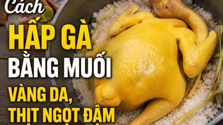Cách hấp gà bằng muối, vàng da, thịt ngọt đậm