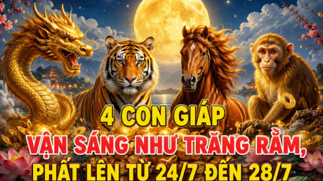 4 con giáp Vận Sáng như trăng Rằm, phất lên từ 24/7 đến 28/7
