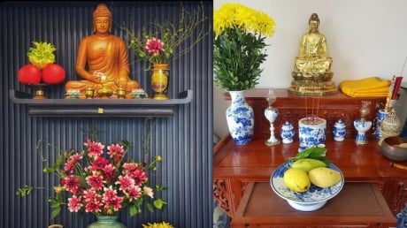 Vì sao bình hoa nên đặt bên trái bàn thờ?