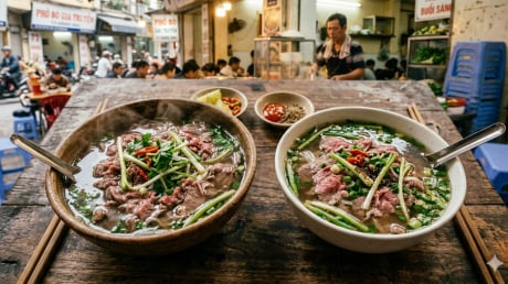 Vì sao nhiều quán phở luôn chần bát bằng nước sôi trước khi chan phở?