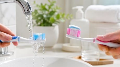 Có nên làm ướt bàn chải trước khi đánh răng?