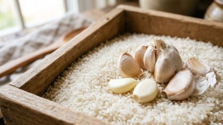 Vì sao nên để vài nhánh tỏi trong thùng gạo?