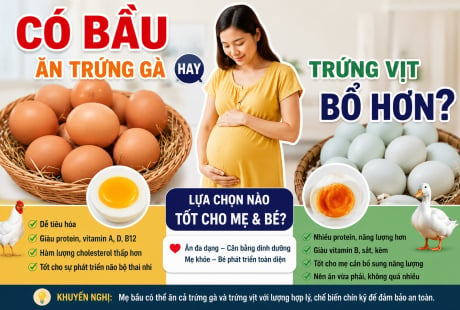Có bầu ăn trứng gà hay trứng vịt bổ hơn?
