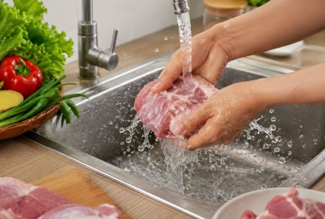 Tưởng rửa thịt sống dưới vòi nước chảy là sạch, hóa ra lại là sai, dừng ngay