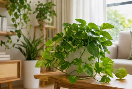 Vị trí đặt cây trầu bà giúp mang lại màu xanh thư thái, tăng tập trung, thu hút may mắn
