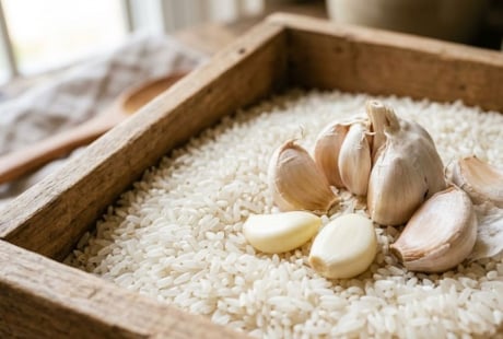 Vì sao nên để vài nhánh tỏi trong thùng gạo?