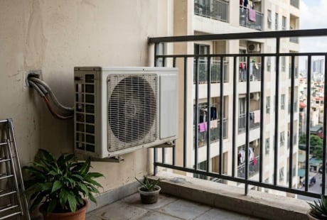 5 điều cần lưu ý cho những gia đình để cục nóng điều hòa ở ban công, lô gia
