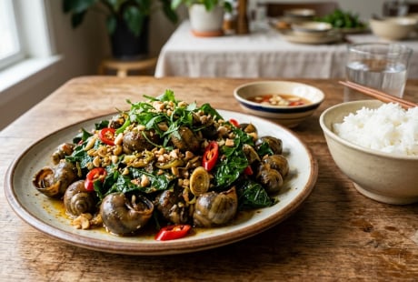 Không ngờ món ốc xào lá lốt tưởng chỉ hợp bàn nhậu lại đưa cơm đến thế, thêm 2 món là đủ mâm ngon