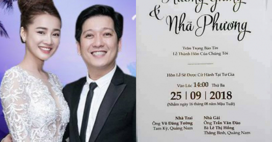 Lộ diện thiệp cưới đơn giản, tinh tế của Trường Giang - Nhã Phương Lộ diện thiệp cưới đơn giản, tinh tế của Trường Giang - Nhã Phương