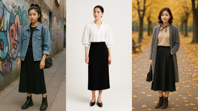Chân váy đen dài – 6 cách mix diện đẹp “miễn chê” và cực hợp gu chị em