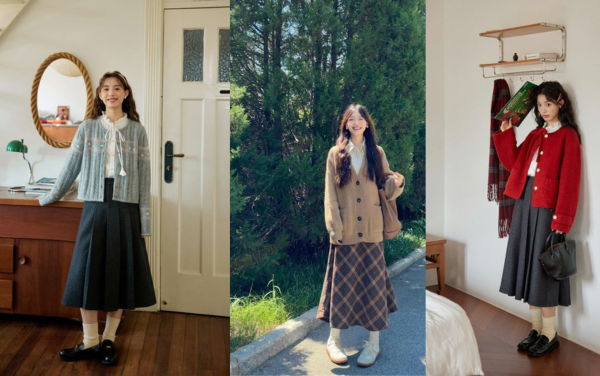 Công thức phối áo cardigan và chân váy midi giúp phong cách thêm thanh lịch