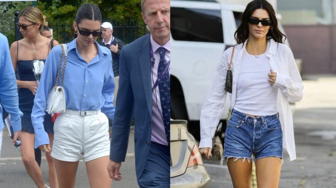 Kendall Jenner chứng minh sức hút của thời trang basic với áo sơ mi và quần short
