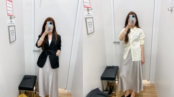 Chân váy satin trắng lên ngôi 2026: Công thức đen – trắng tối giản nhưng vẫn đủ sức nâng tầm phong cách