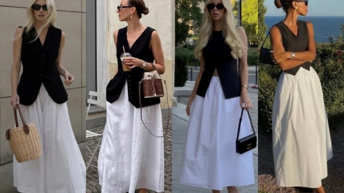 Chỉ với áo gile đen và váy trắng: công thức mặc tối giản mang đậm khí chất “old money”