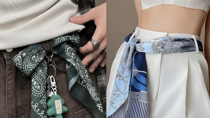 Khăn lụa buộc ngang hông trở thành “vũ khí” nâng tầm outfit mùa hè