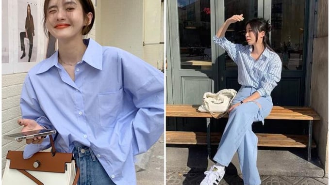 Sơ mi xanh oversized – món đồ “quốc dân” giúp nàng công sở trẻ trung và thanh lịch