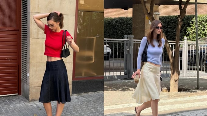 Chân váy midi trở thành món đồ được yêu thích mùa hè, giúp phụ nữ ngoài 30 thêm thanh lịch và cuốn hút