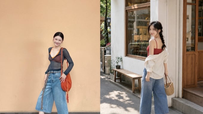 Quần jeans lửng ống rộng được yêu thích nhờ tôn dáng, mát mẻ và dễ phối đồ