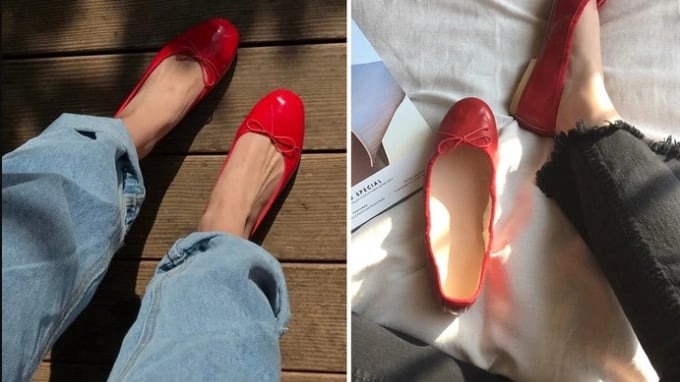 Giày búp bê đỏ trở thành xu hướng nổi bật của mùa hè