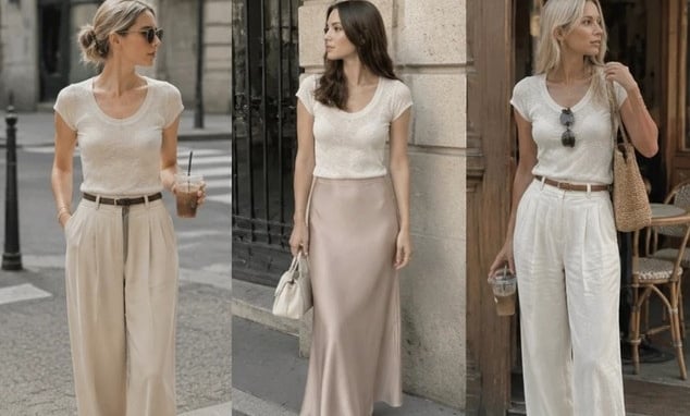 Áo dệt kim màu be – Món đồ tối giản giúp nàng công sở mặc đẹp suốt tuần