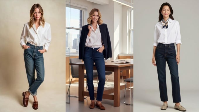 5 cách diện quần jeans đi làm vừa trẻ trung vừa mang vẻ sang kiểu old money