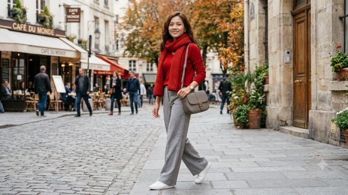 8 cách phối áo len đỏ đẹp và thanh lịch, giúp nàng nổi bật mùa thu đông